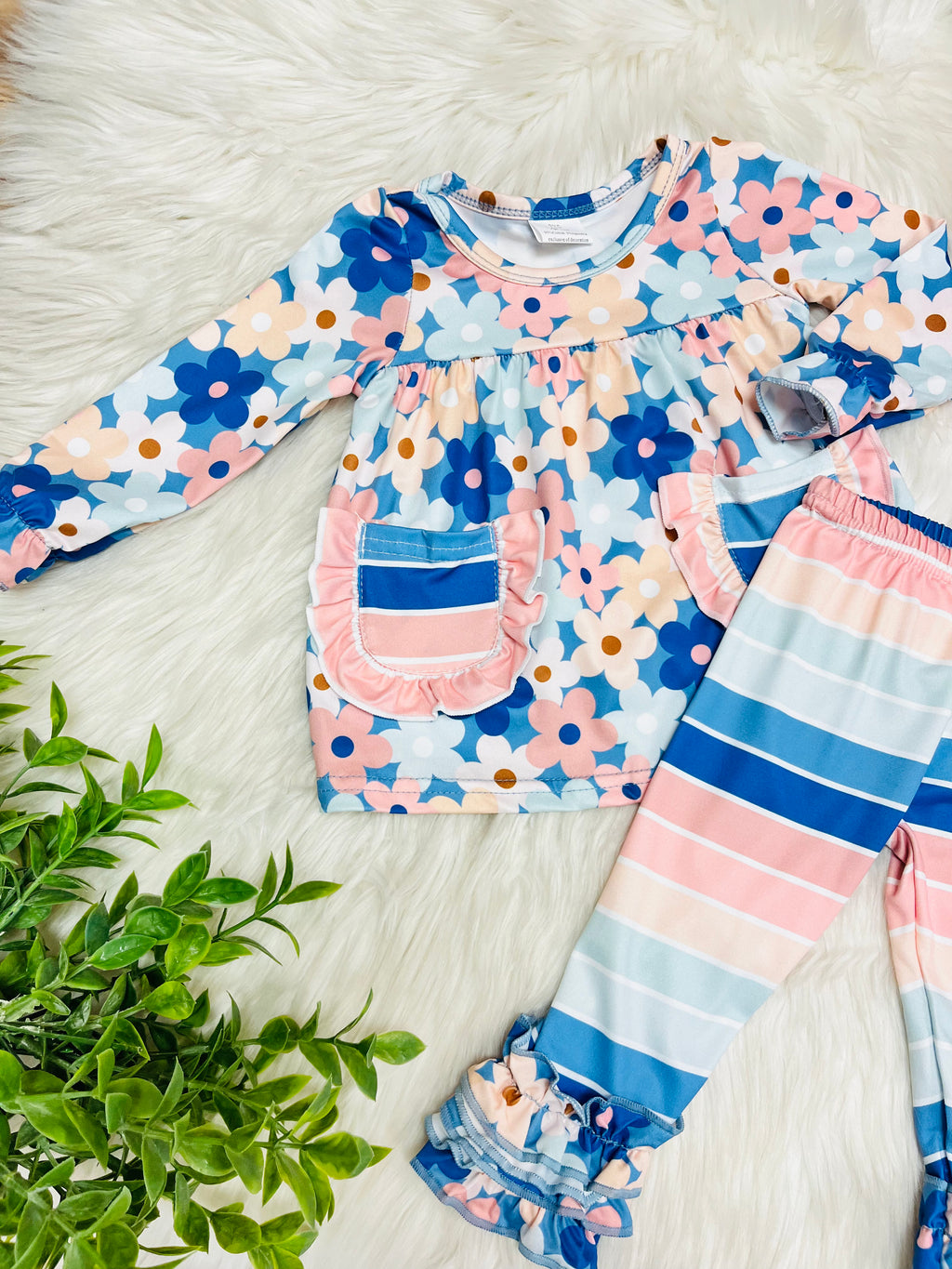 Girl’s Multi Color Mixed Print Ruffle Outfit