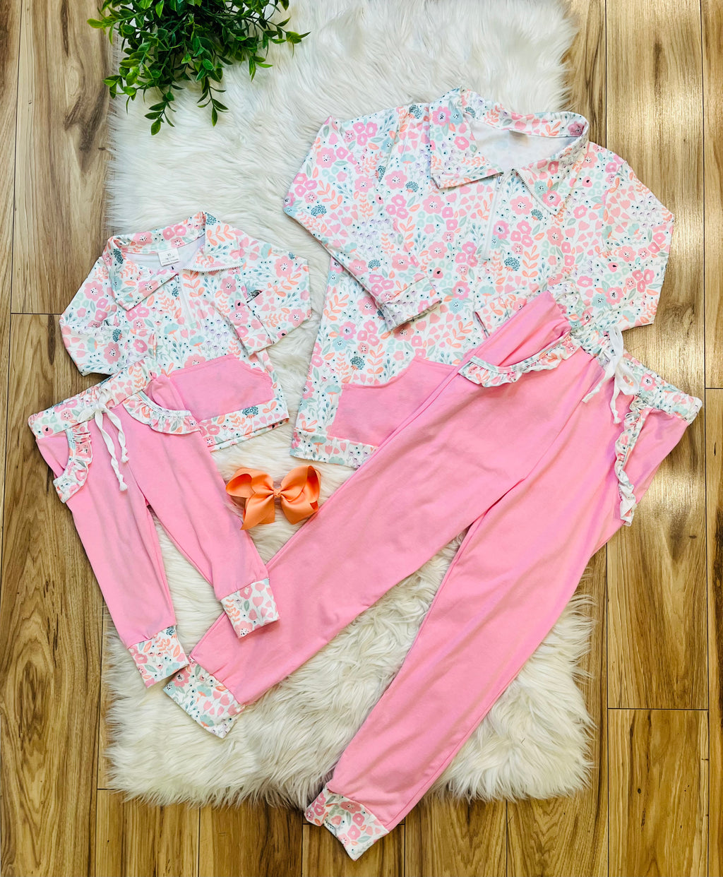 Girl’s Pink Floral Pant Outfit Set