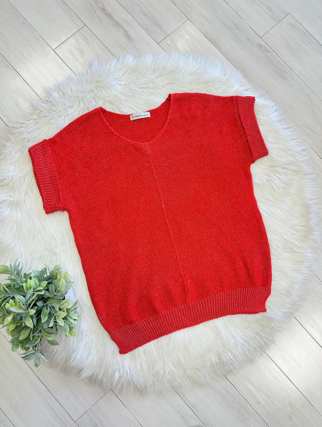 Women’s Zenana Red Cuff Sleeve Sweater Top