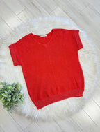 Women’s Zenana Red Cuff Sleeve Sweater Top