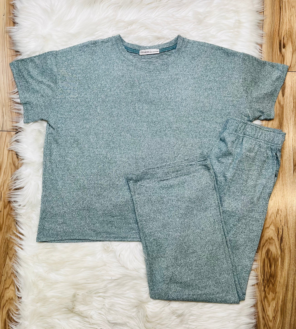 Women’s Zenana Ash Jade Melange Pant Set