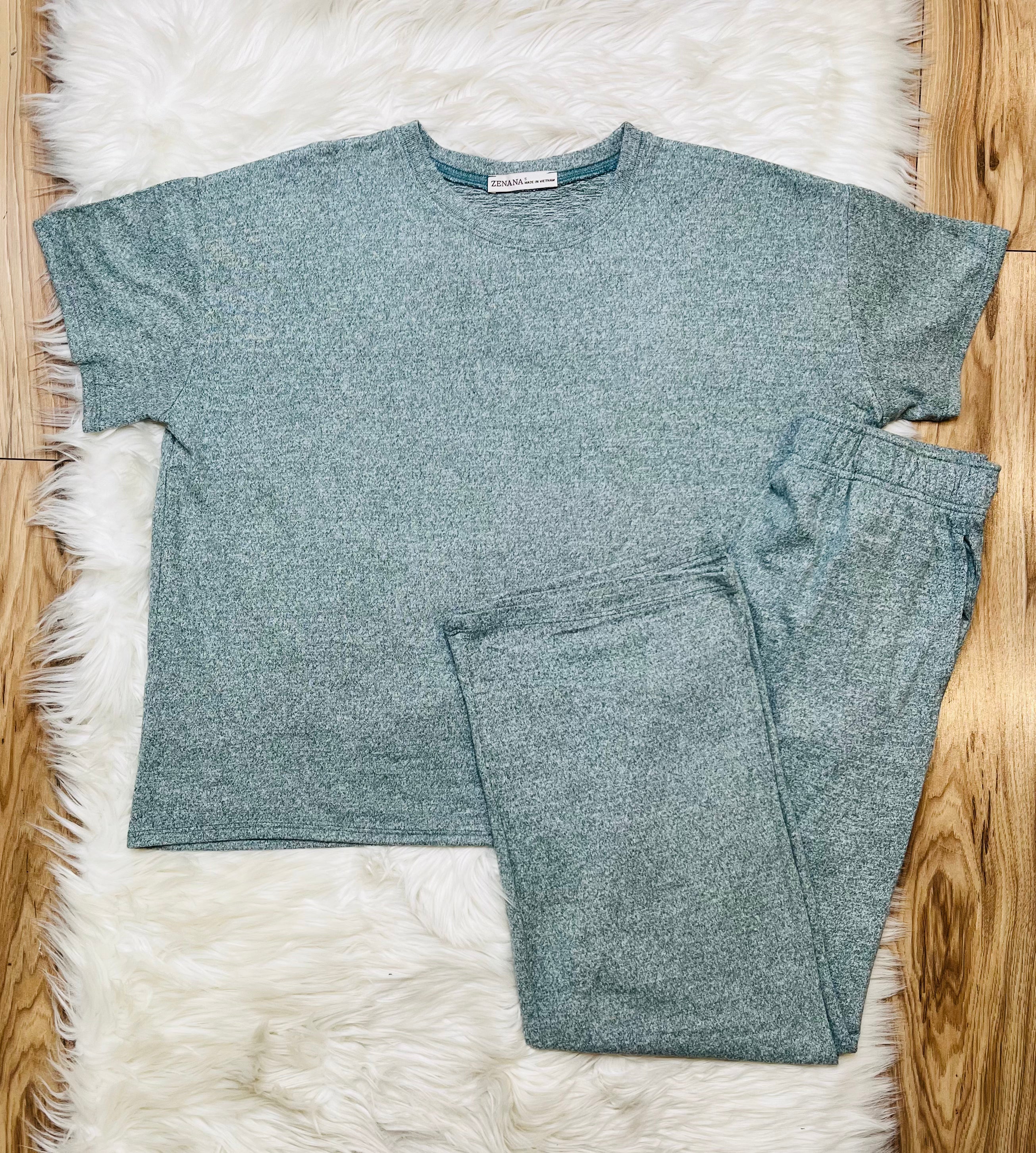 Women’s Zenana Ash Jade Melange Pant Set