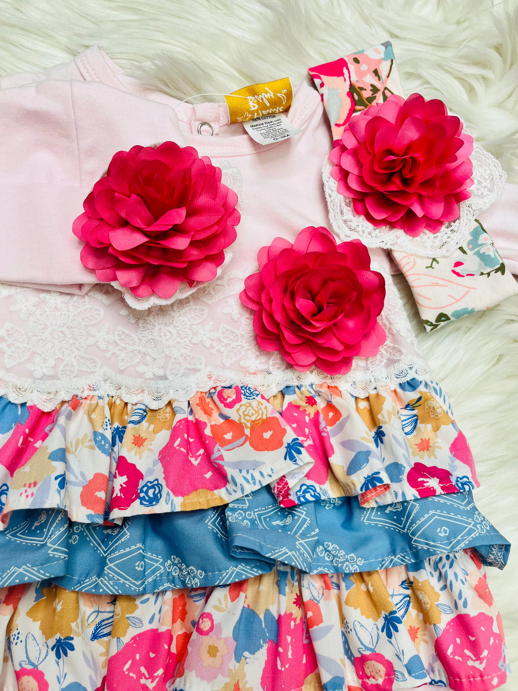 Girls Haute Baby Bandera Blossom Gown and Headband Set