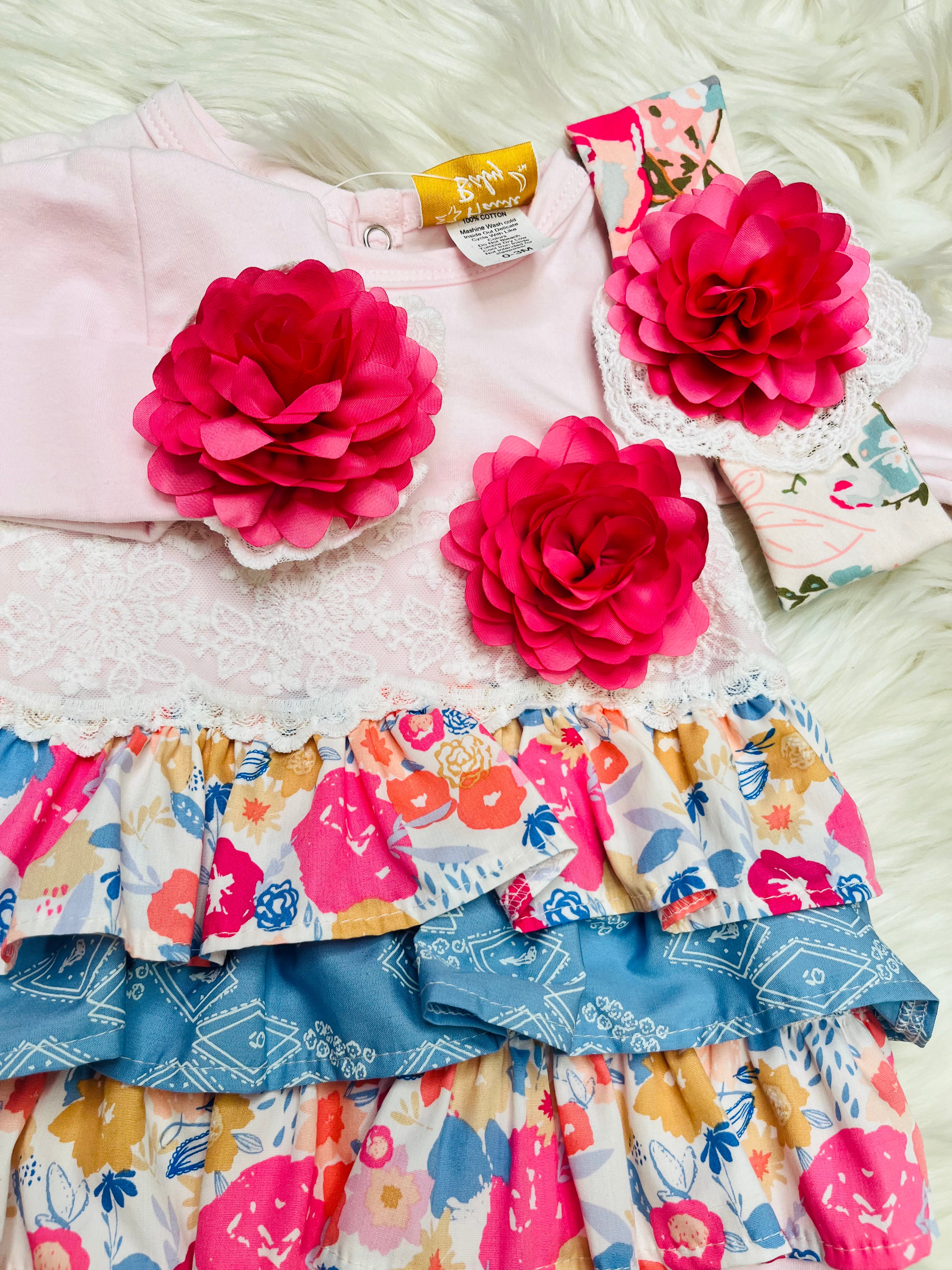 Girls Haute Baby Bandera Blossom Gown and Headband Set
