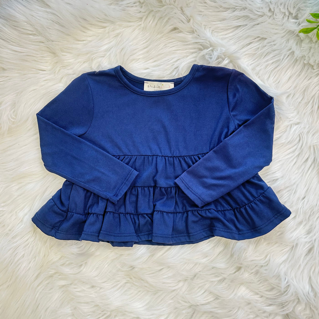 Girl’s Navy Ruffled Top