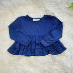 Girl’s Navy Ruffled Top