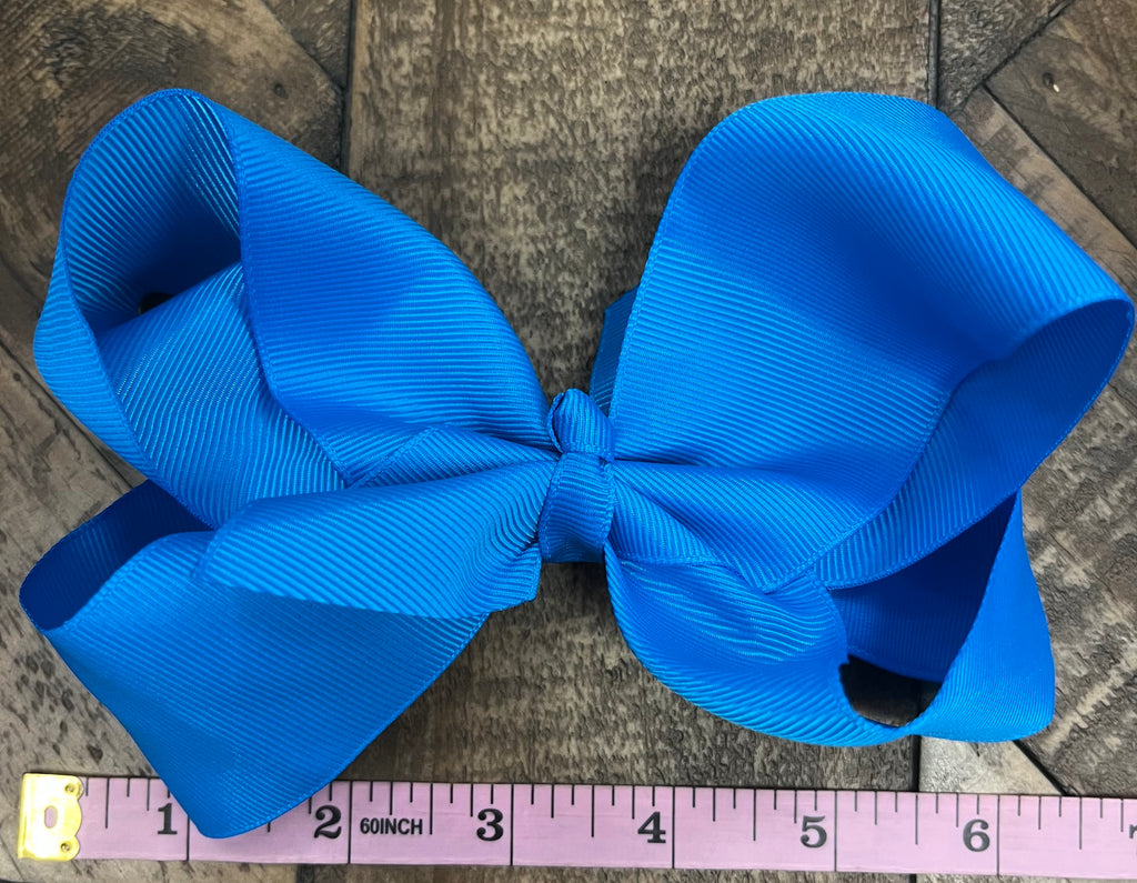 Hair Bow 6” Alligator Clip - Bright Blue