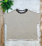 Women’s Leopard Detail Striped Top