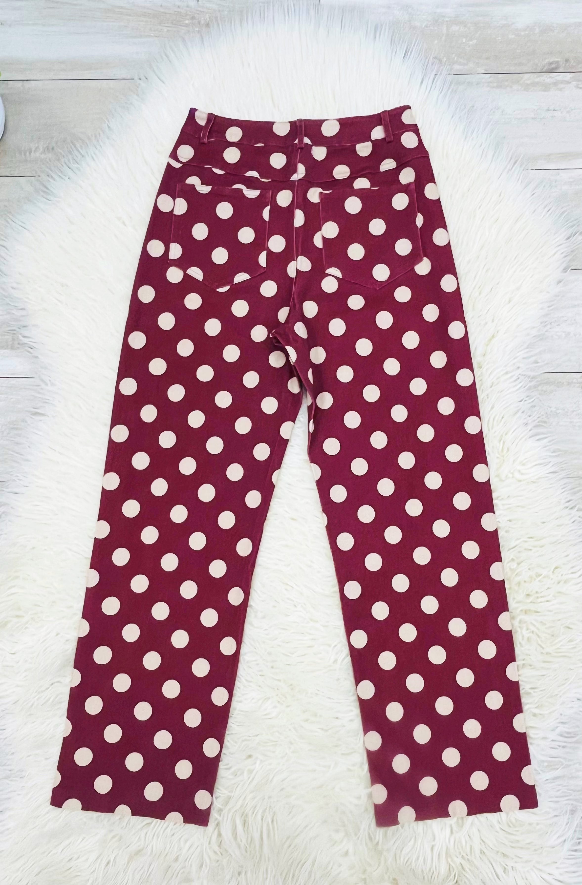 Women’s Anniewear Polka Dot Cotton Twill Wide Straight Leg Pants - True to Size