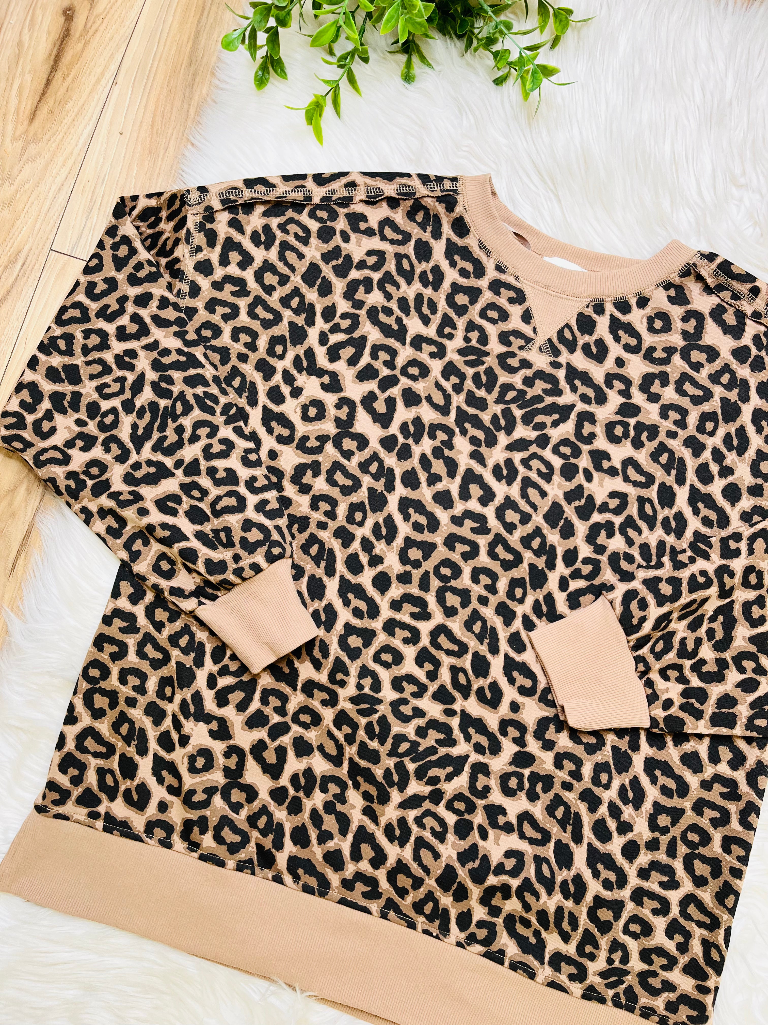 Women’s Very J Taupe Leopard Top
