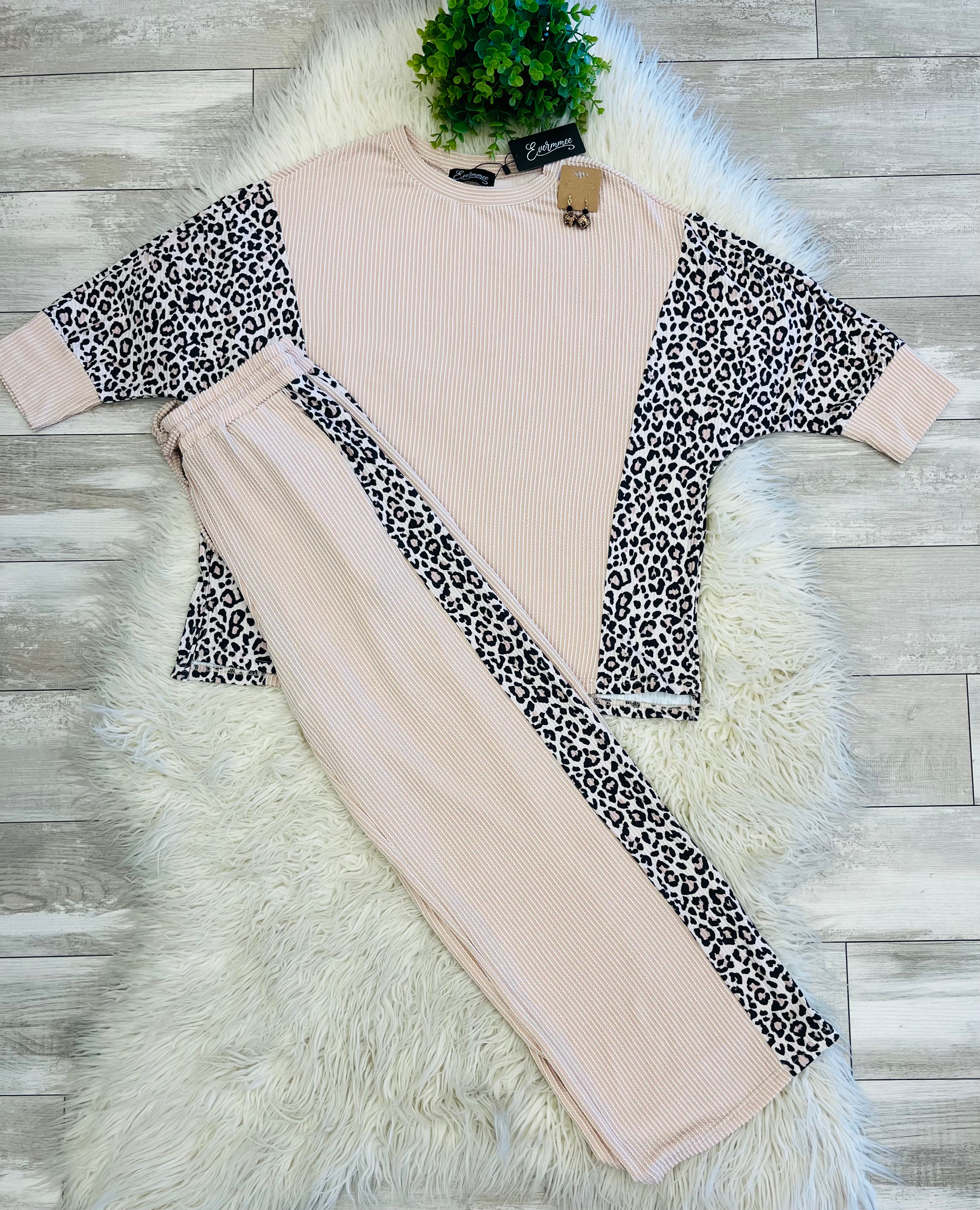 Women’s Evermmee Ribbed Cheetah Set- True to Size Oversized Look