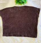 Women’s Zenana Soft Waffle Knit Pocket Top In Chocolate Brown - Oversized
