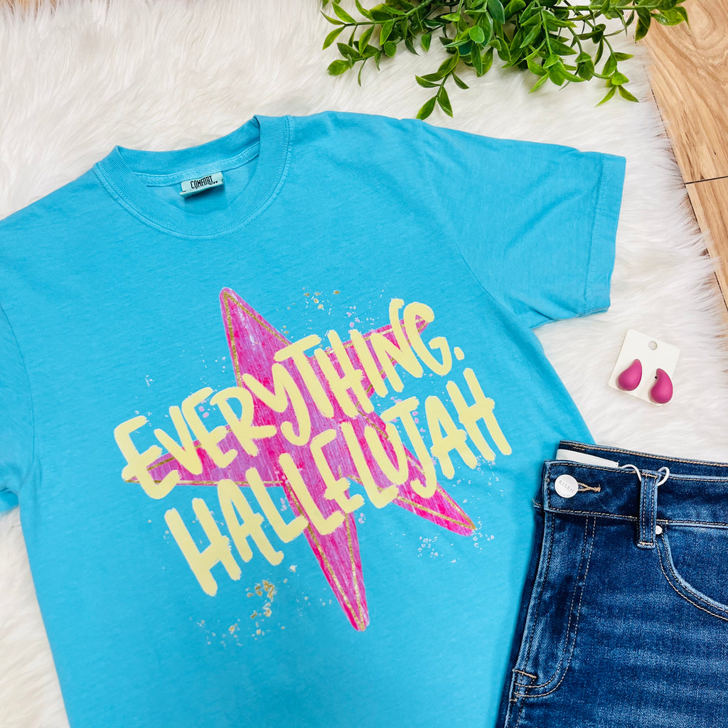 Women’s Blue “Everything Hallelujah” Graphic Tee