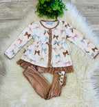 Girl’s coquette beige Ruffle outfit