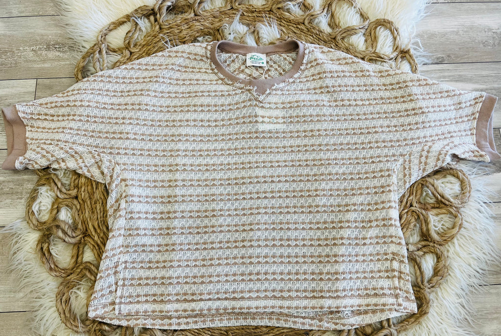 Women’s Very J Taupe and White Knit Top