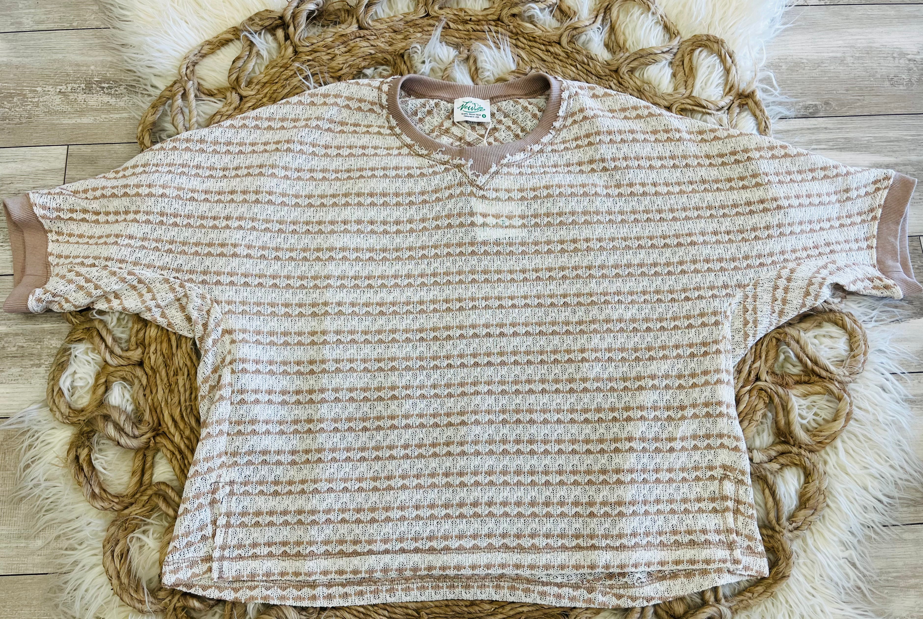 Women’s Very J Taupe and White Knit Top
