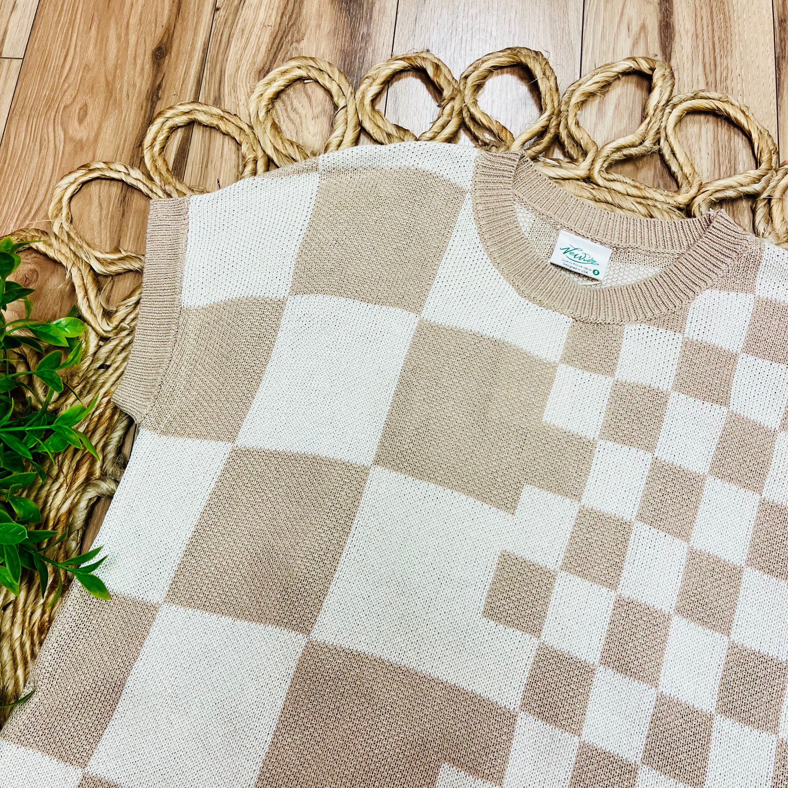 Women’s Very J Checkered Knit Sweater Top