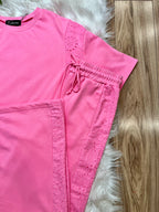 Women’s Pink Floral Eyelet Trim Set