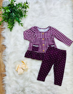 Girl’s Plum Gingham Outfit Set