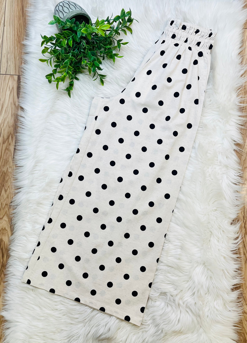 Women’s Navy Polka Dot Linen Pants