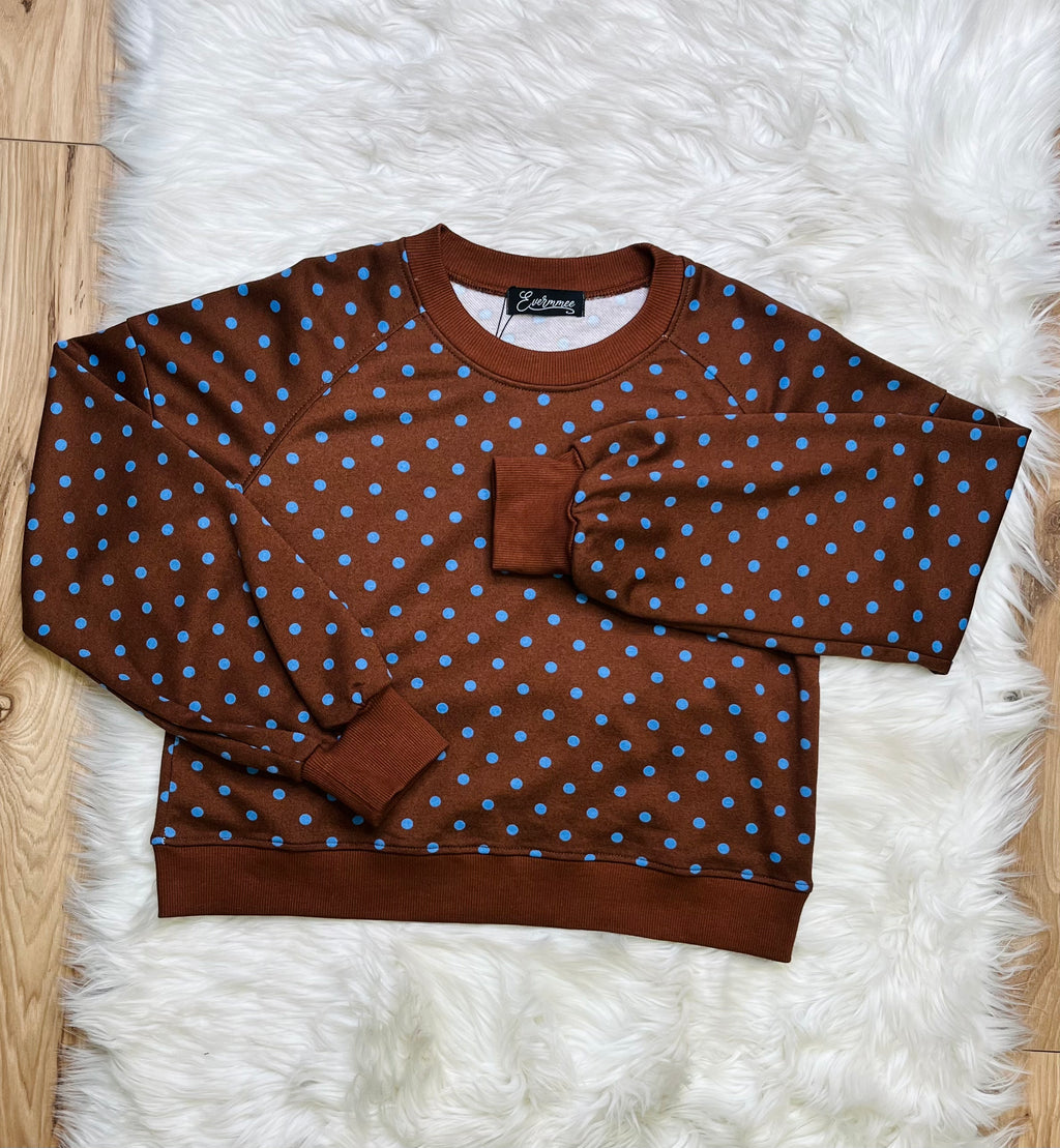 Women’s Evermmee Blue And Brown Polka Dot Set- True To Size