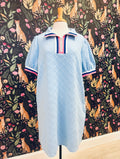 Women’s Evermmee Curvy Blue Textured Dress with Half Zip and Pockets