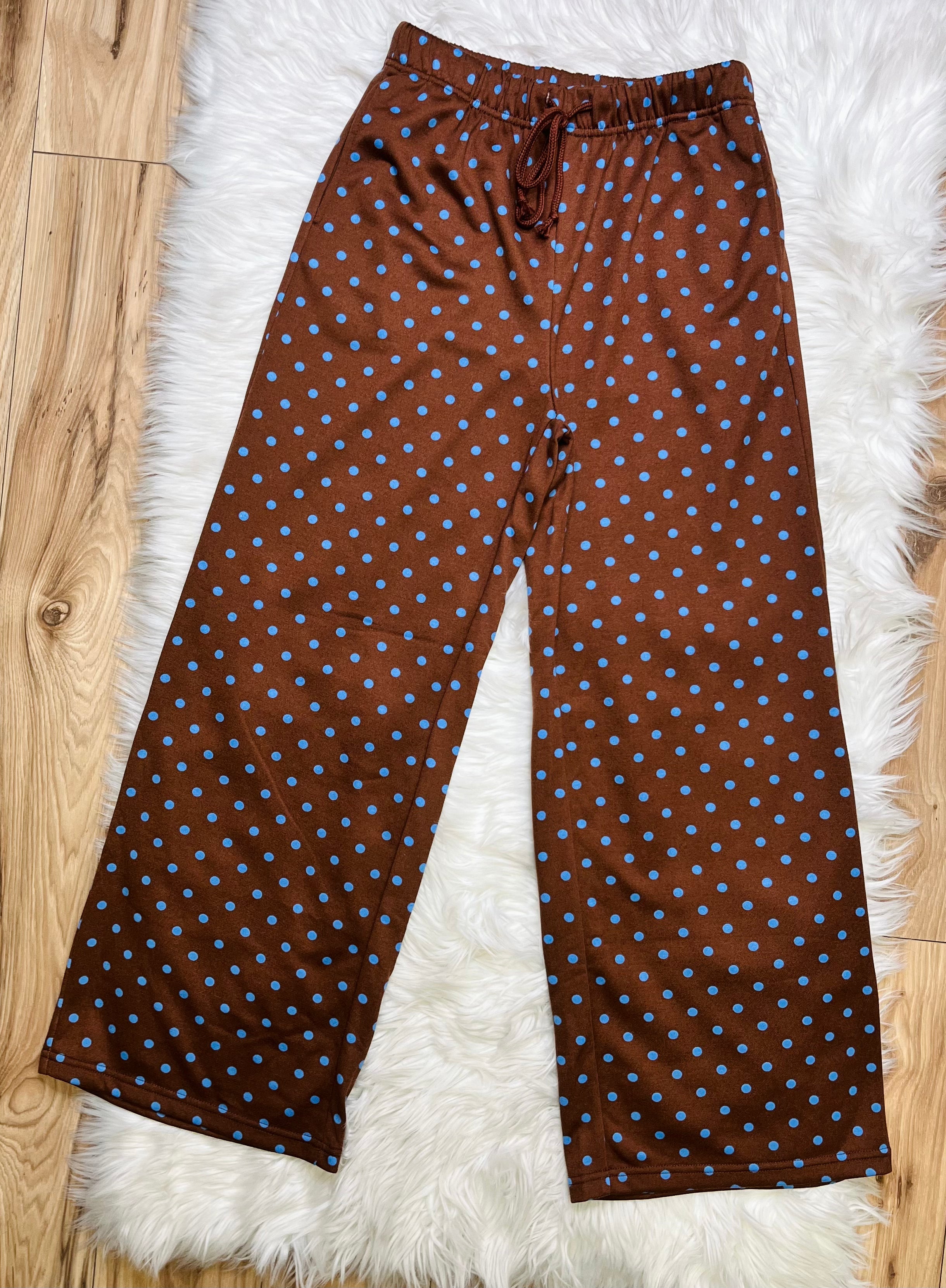 Women’s Evermmee Blue And Brown Polka Dot Set- True To Size
