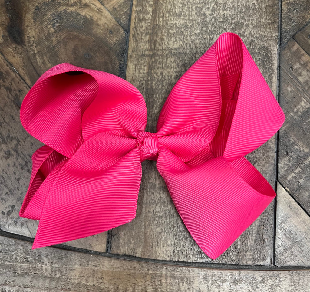 Hair Bow 6” Alligator Clip - Hot Pink