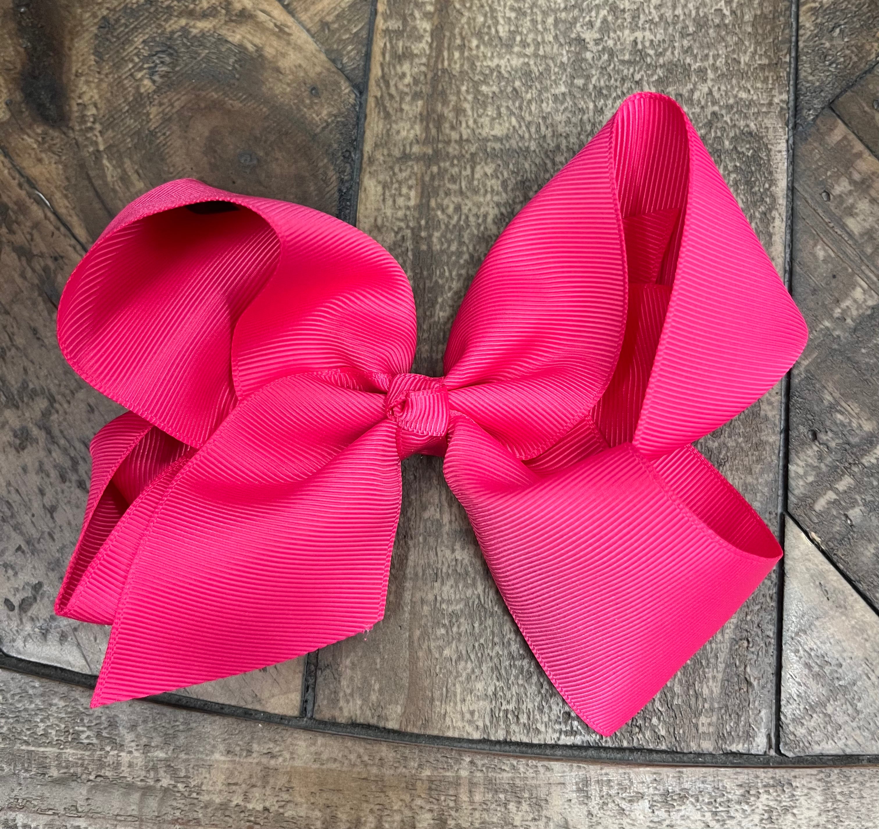 Hair Bow 6” Alligator Clip - Hot Pink