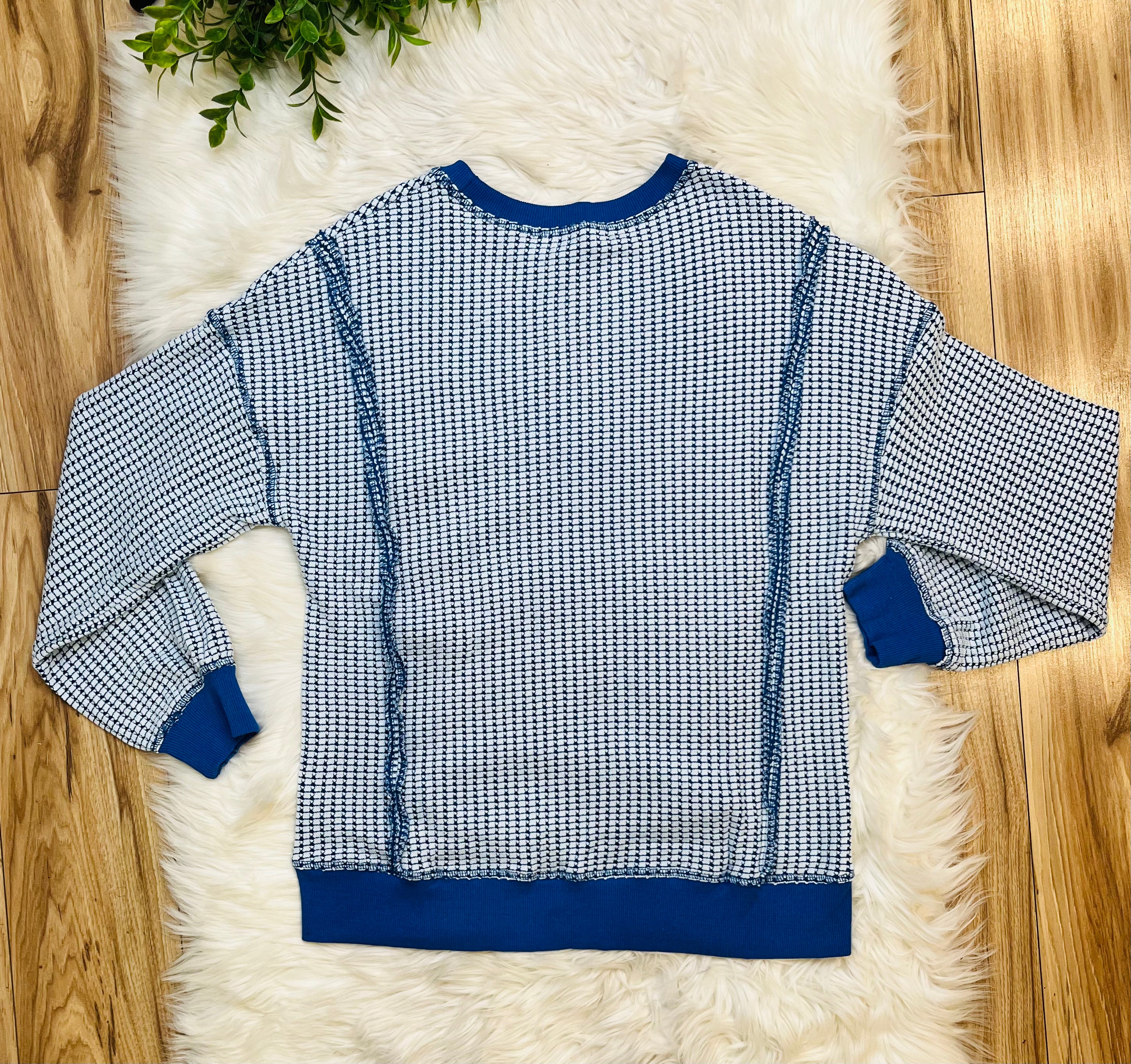 Women’s Evermmee Royal Blue Reverse Stitch Top