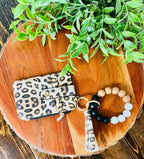 Wristlet ID Badge Zipper Pouch Keychain Cheetah