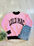Women’s Lulu Mac Light Pink & Brown Crewneck Top- Oversized