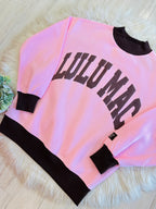 Women’s Lulu Mac Light Pink & Brown Crewneck Top- Oversized