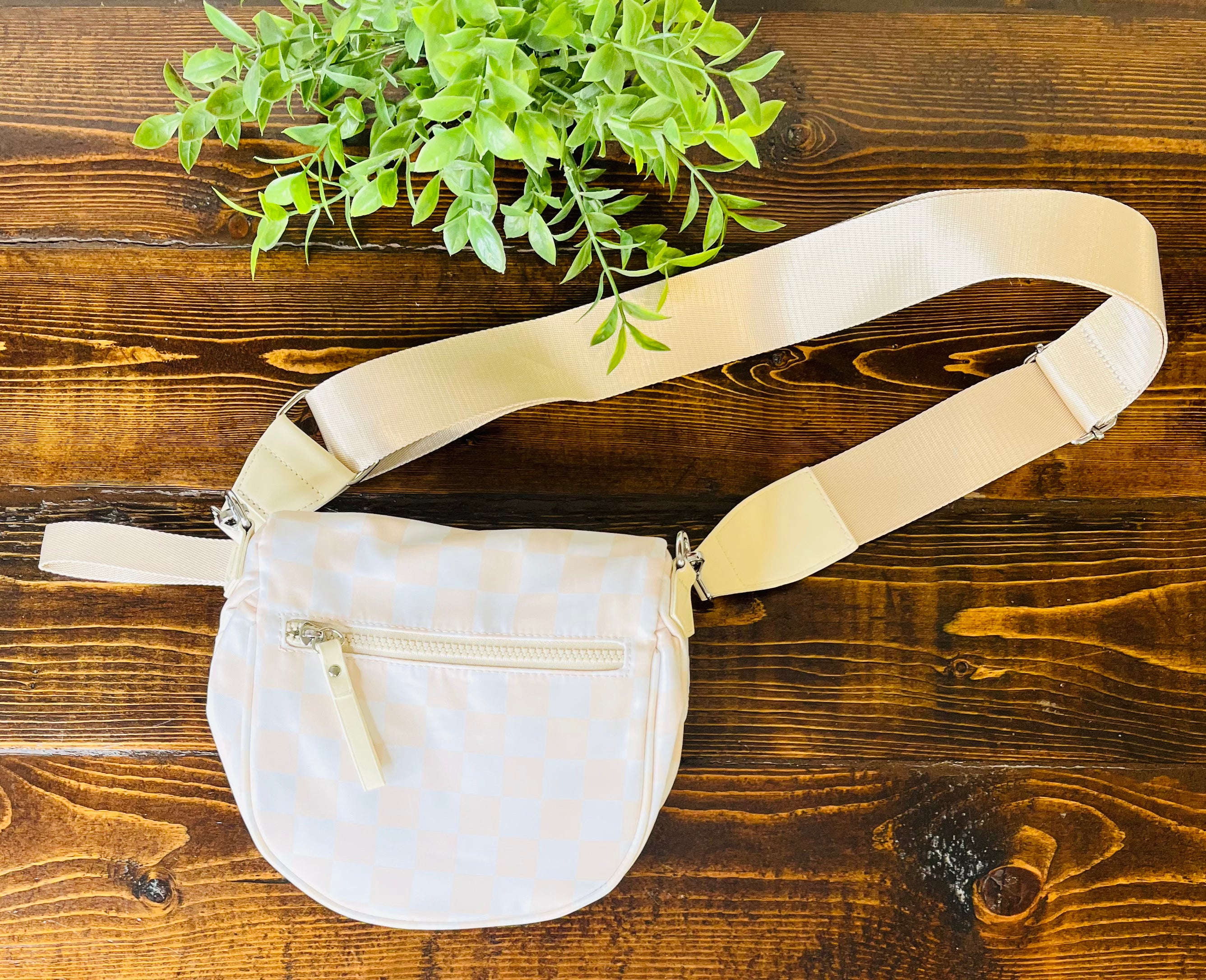 Women’s Evermmee Tan Checkered Crossbody Bag