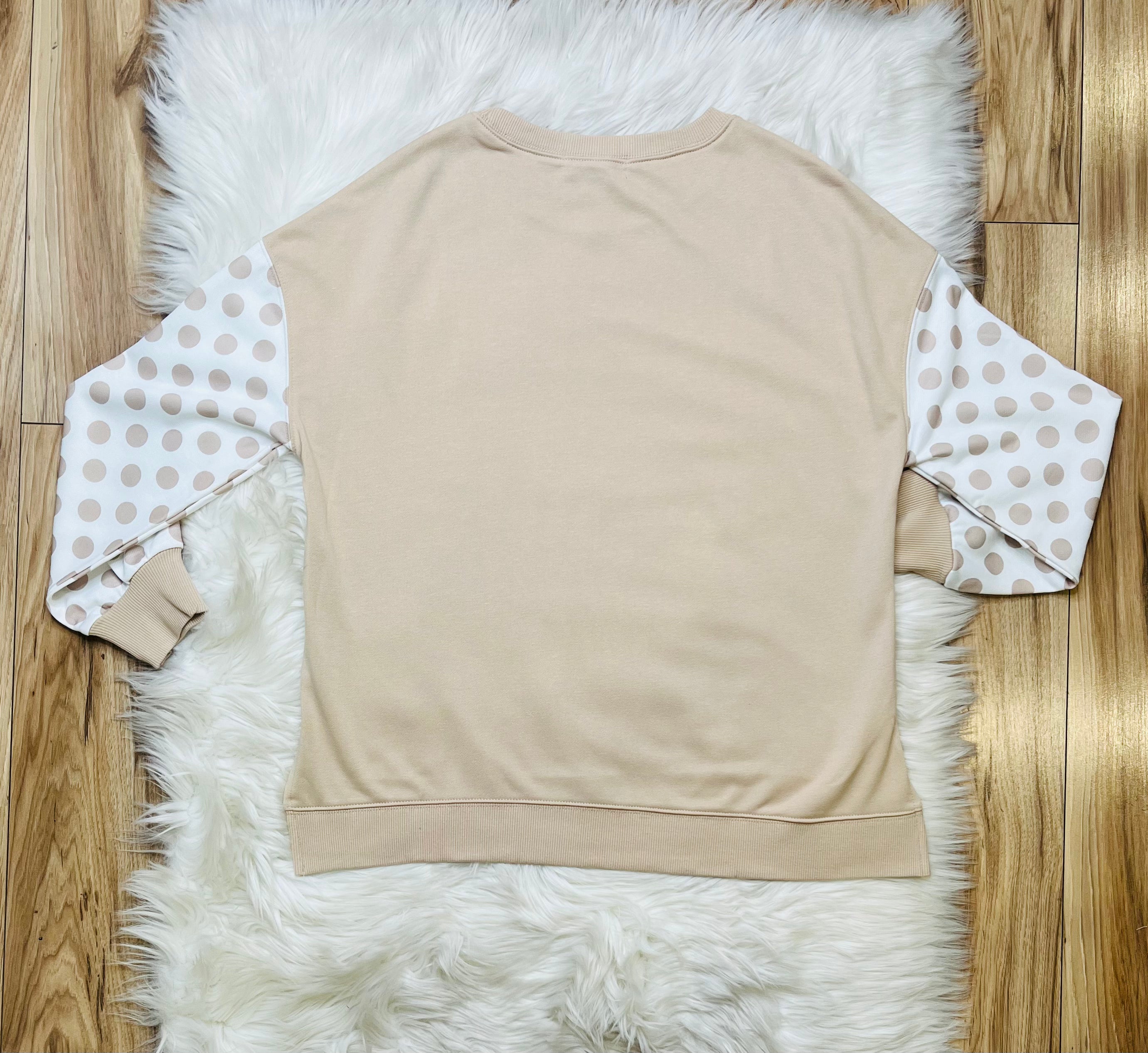 Women’s Evermmee Tan Polka Dot Sleeve Top- True to Size