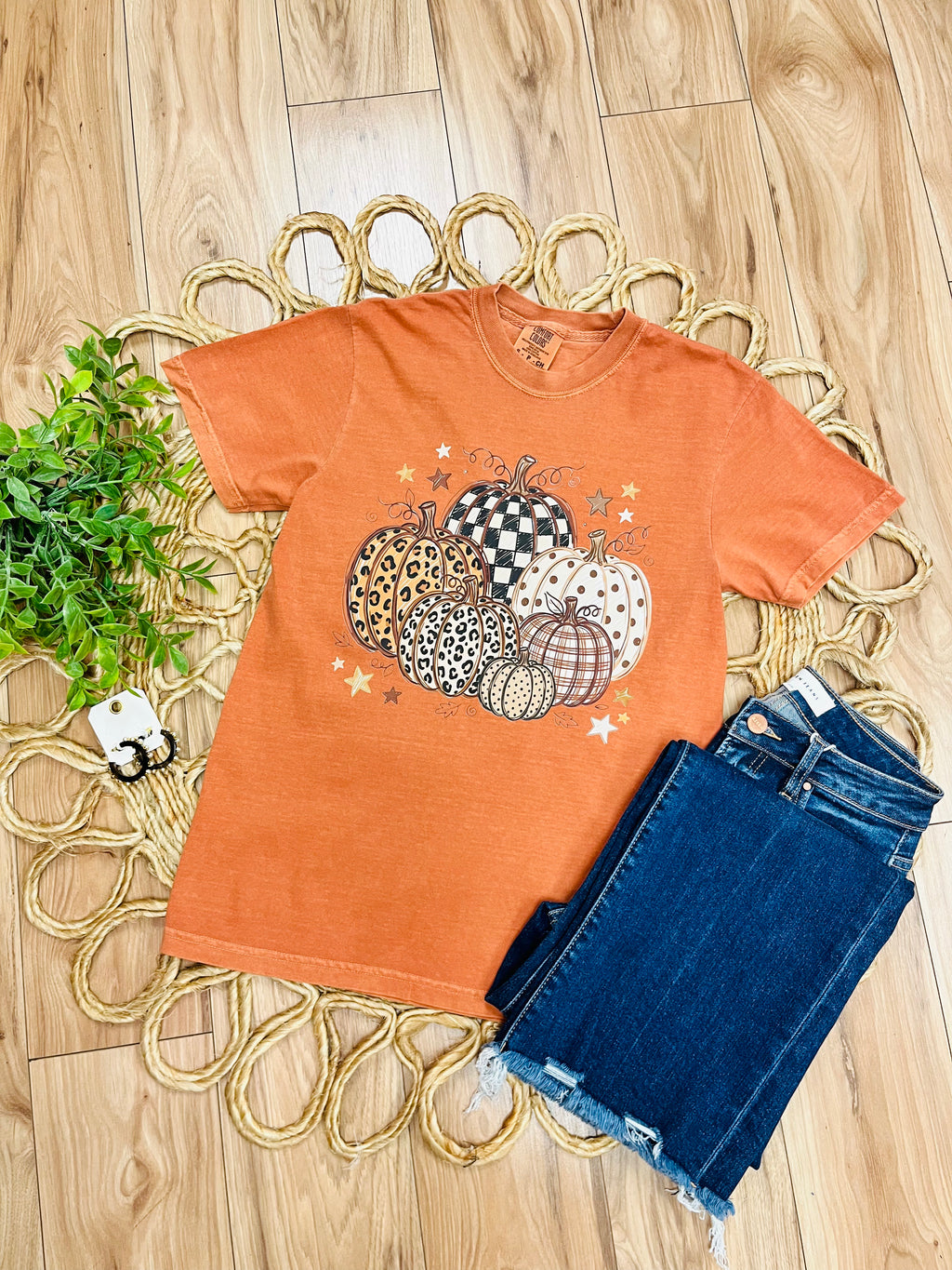 Women’s Comfort Colors Orange Mixed Print Pumpkin Tee