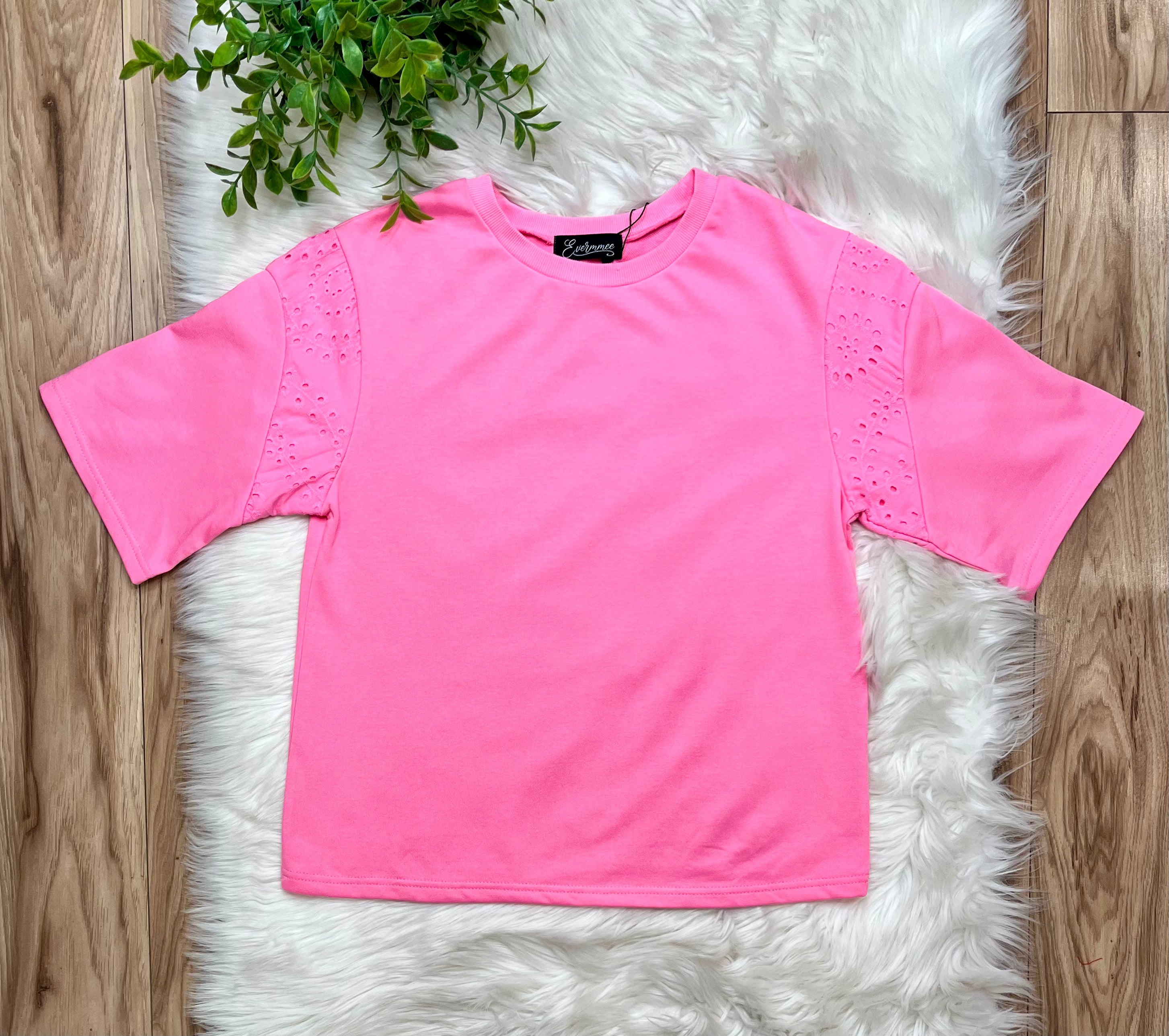 Women’s Pink Floral Eyelet Trim Set
