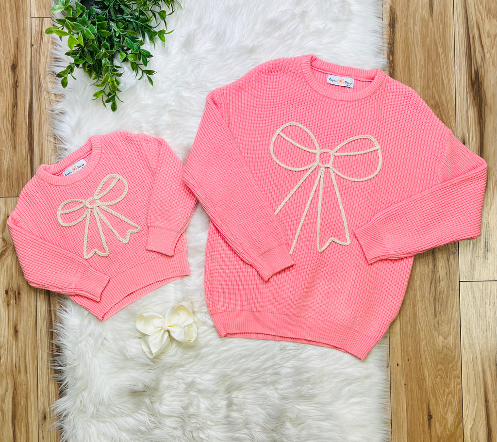 Girl’s Pink Bow Sweater Top