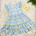 Girls Sunny Lemon Gingham Ruffle Dress
