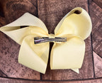 Hair Bow 6” Alligator Clip - Light Yellow