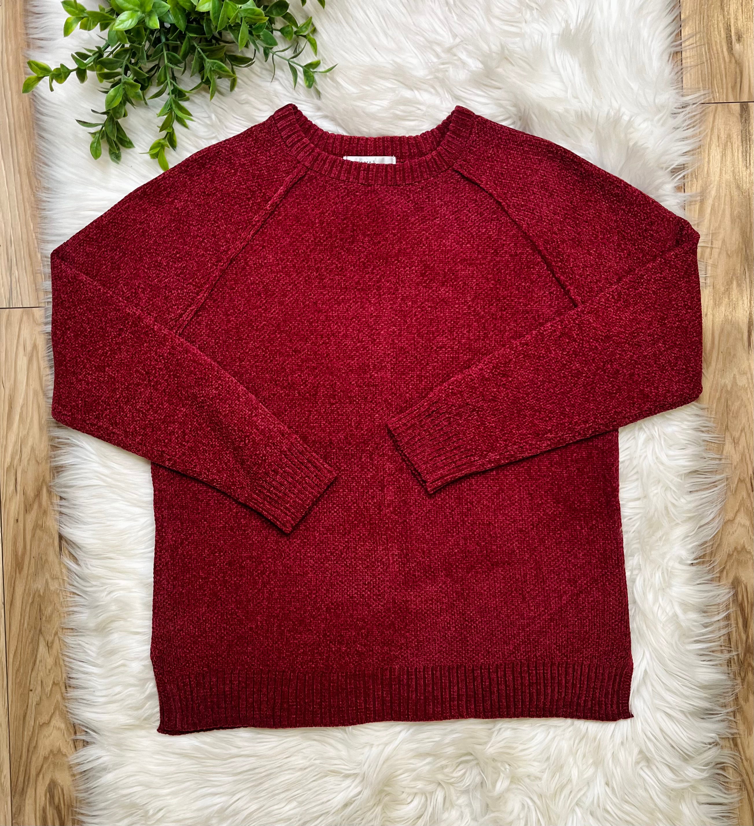 Women’s Zenana Burgundy Exposed Seam Sweater Top- True to size