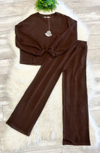 Women’s Zenana Chocolate Long Sleeve Two Piece Set - True to size