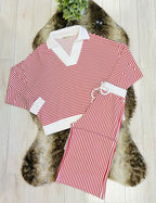 Women’s Zenana White & Red Long Sleeve Set