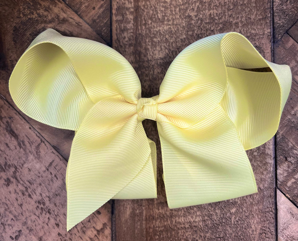 Hair Bow 6” Alligator Clip - Light Yellow