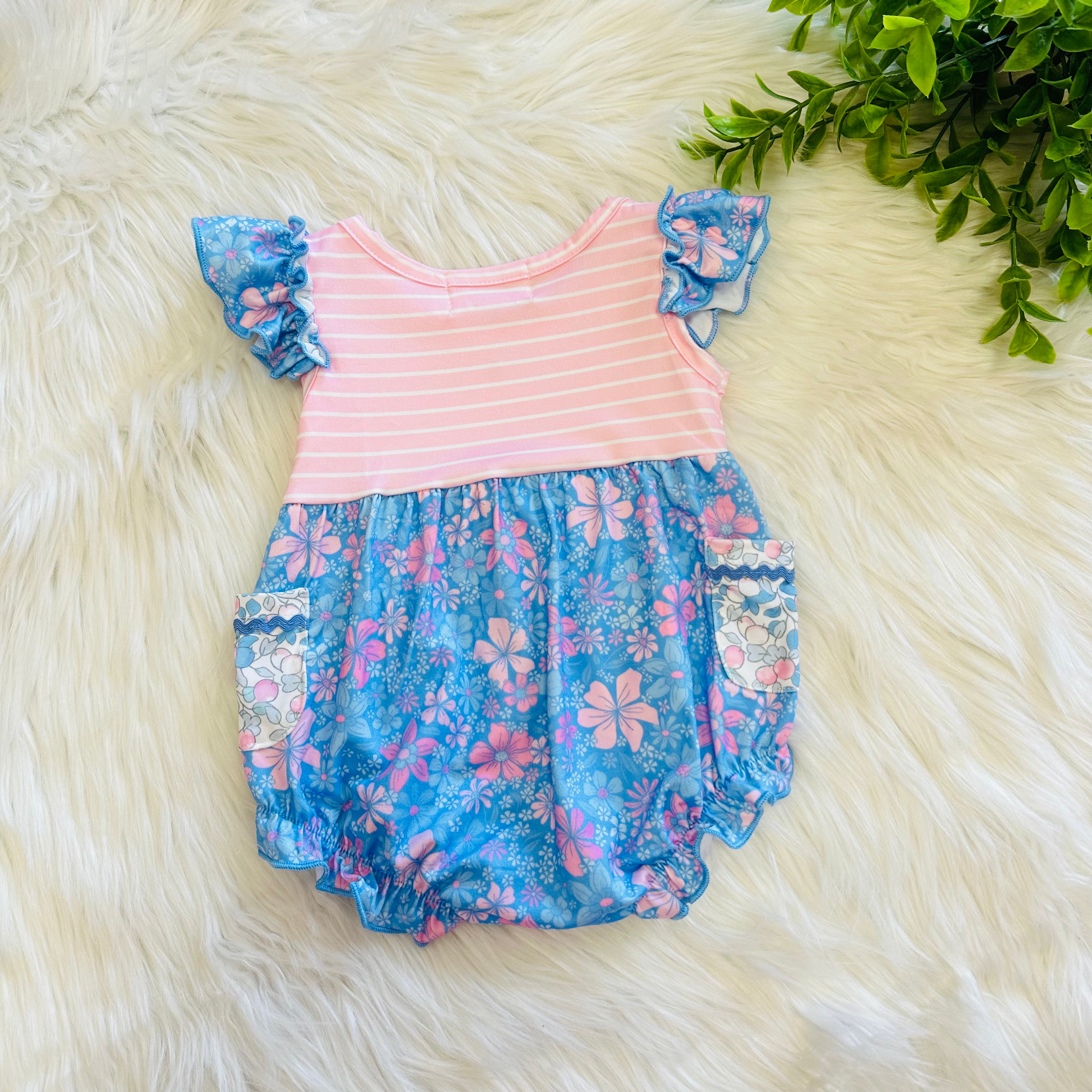 Girl’s Garden Blooms Ruffle Bubble Romper