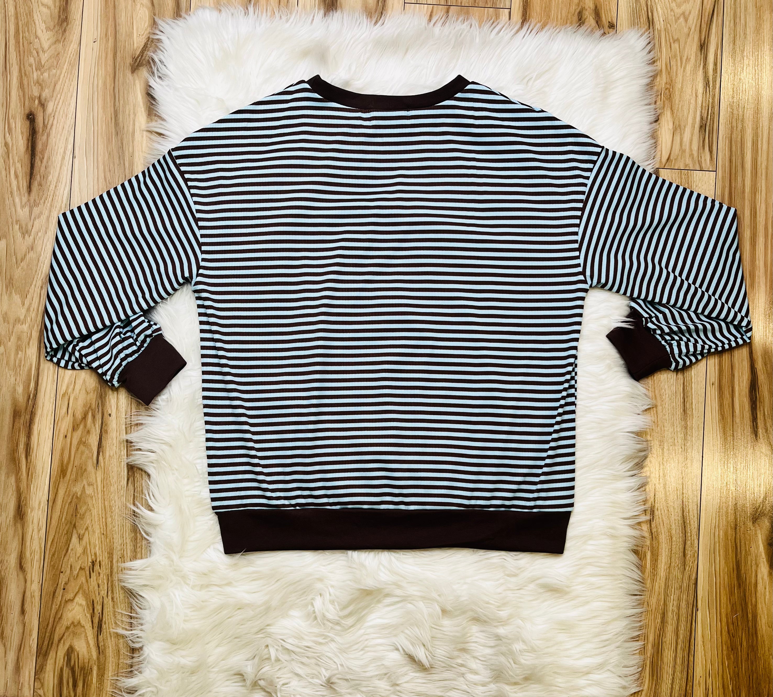 Women’s Evermmee Brown and Blue Stripe Set
