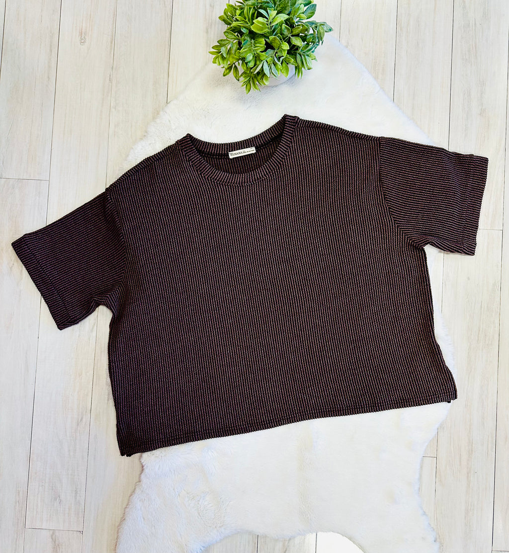Women’s Zenana Brown Ribbed Set