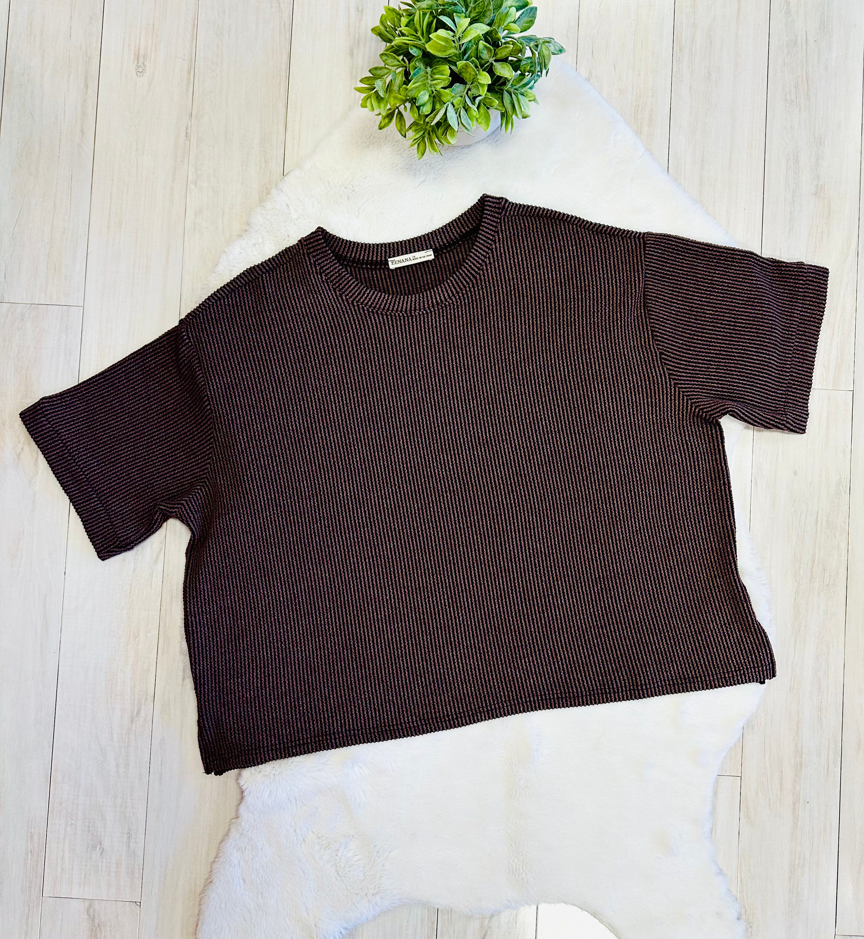 Women’s Zenana Brown Ribbed Set