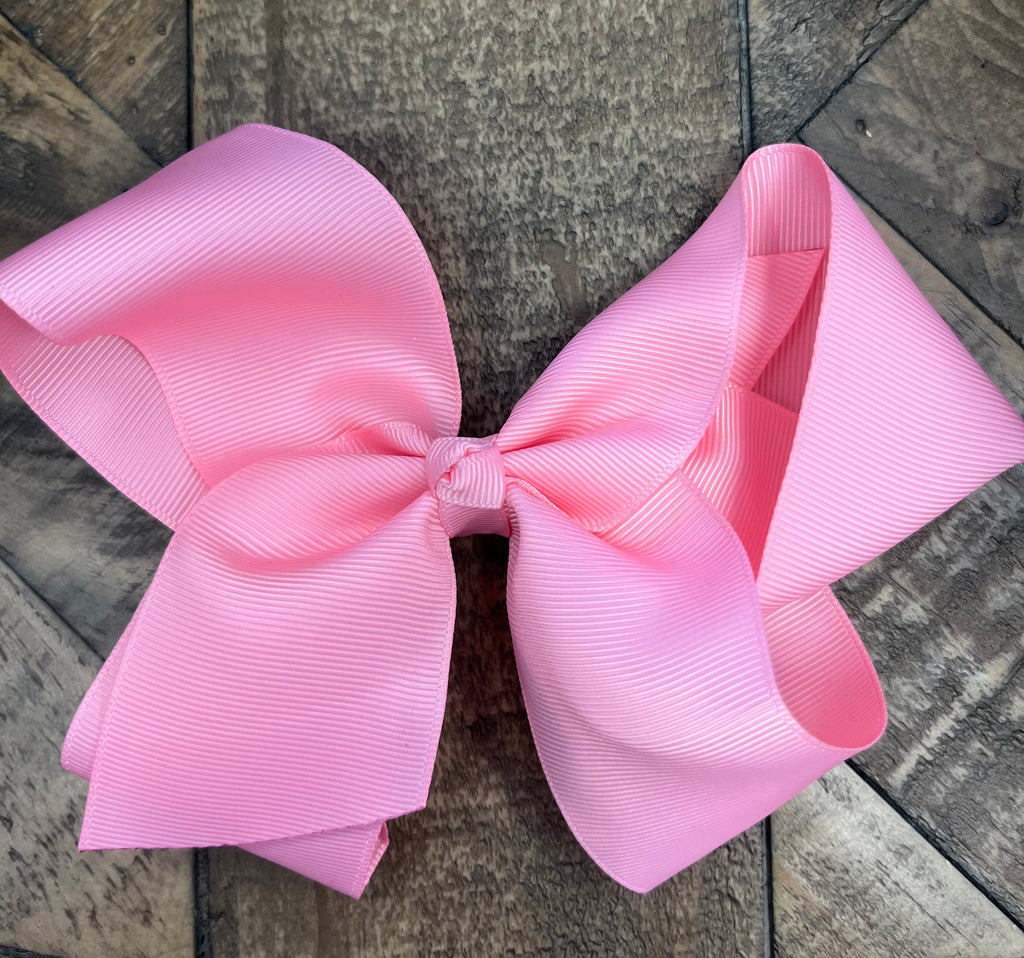 Hair Bow 6” Alligator Clip - Light Pink