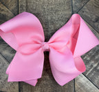 Hair Bow 6” Alligator Clip - Light Pink